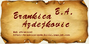 Brankica Azdejković vizit kartica